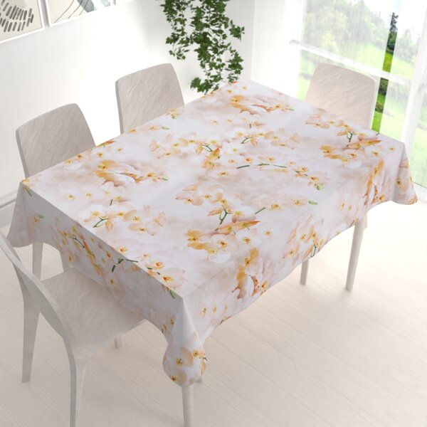Biante Teflónový obdĺžnikový obrus TF-045 Orchidey na béžovom 60x100 cm