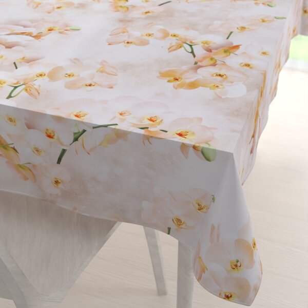 Biante Teflónový obdĺžnikový obrus TF-045 Orchidey na béžovom 60x100 cm