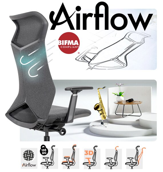 MOSH Kancelárska stolička Airflow 502 čierna