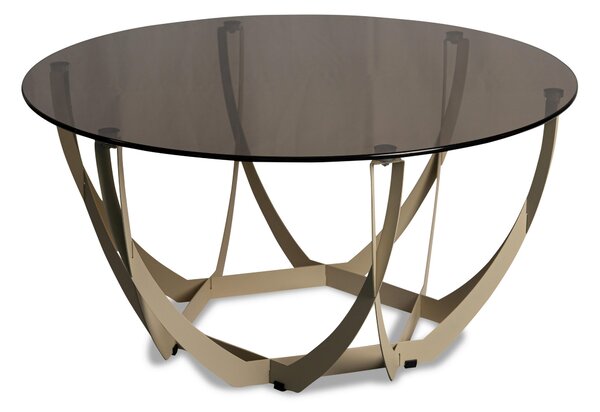 KONFERENČNÝ STOLÍK, krémová, bronzová, kov, sklo, 80/80/40 cm Xora - Stolíky do obývačky, Online Only