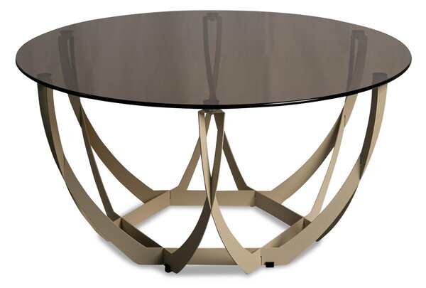 KONFERENČNÝ STOLÍK, krémová, bronzová, kov, sklo, 80/80/40 cm Xora - Stolíky do obývačky, Online Only
