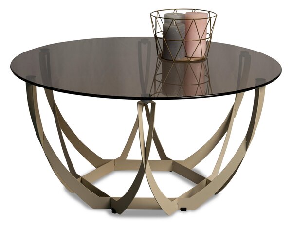 KONFERENČNÝ STOLÍK, krémová, bronzová, kov, sklo, 80/80/40 cm Xora - Stolíky do obývačky, Online Only