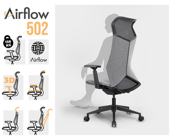 MOSH Kancelárska stolička Airflow 502 sivá
