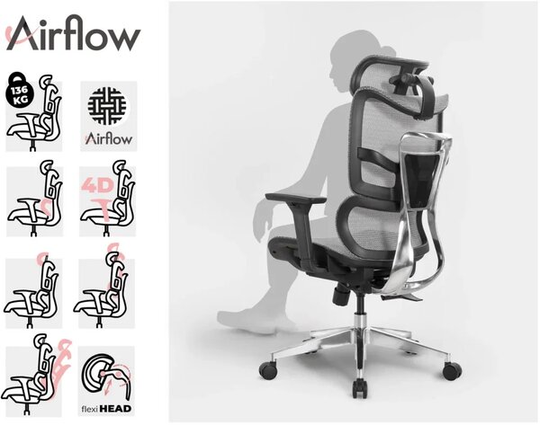 MOSH Kancelárska stolička Airflow 690 čierna/biela