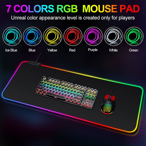 RGB podložka pod myš a klávesnicu s napájaním na USB