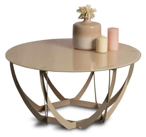 KONFERENČNÝ STOLÍK, krémová, kov, sklo, 80/80/40 cm Xora - Stolíky do obývačky, Online Only