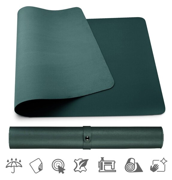 Podložka pod myš a klávesnicu MOSH eco kožená, tmavo zelená (M,L) Medium (70 x 35 cm)