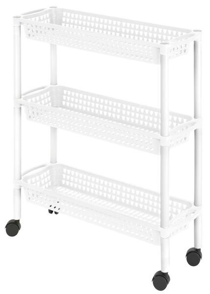 Heidrun Plastový košový regál na kolieskach HEIDRUN 3 poschodia 60x18x61cm
