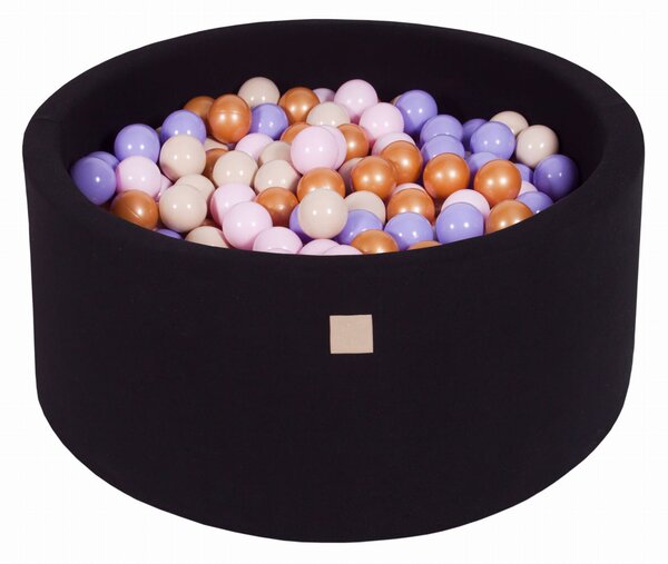 MeowBaby® Suchý bazén 90x40cm s 300 loptičkami, čierny: zlaté, béžové, pastelovo ružové, vresové