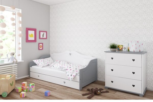 Raj posteli Detská posteľ Srdce PW 200x90 cm 200x90 cm biela, sivo-biela