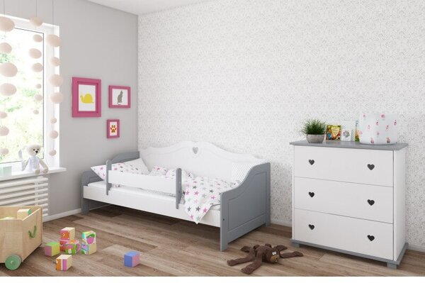 Raj posteli Detská posteľ Srdce PW 200x90 cm 200x90 cm biela, sivo-biela