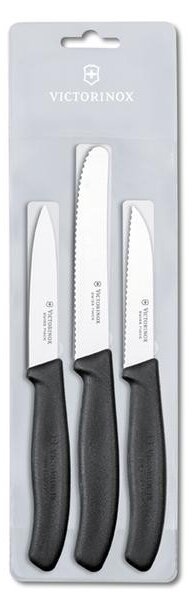 VICTORINOX Nože na zeleninu VICTORINOX sada 3ks čierne