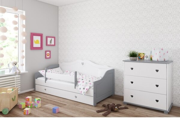 Raj posteli Detská posteľ Srdce PW 200x90 cm 200x90 cm biela, sivo-biela