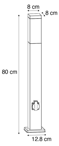 Vonkajšia lampa hrdzavohnedá 80 cm so zásuvkou IP44 - Malios