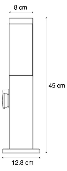 Vonkajšia lampa tmavosivá 45 cm so zásuvkou IP44 - Malios