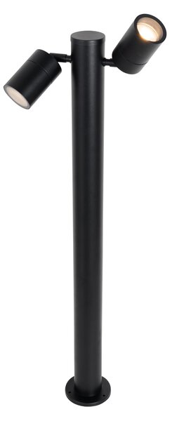 Stojaca vonkajšia lampa čierna 80 cm IP44 nastaviteľná 2-svetlo - Duo