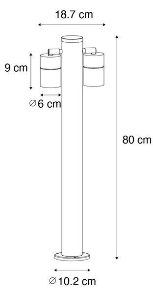 Stojaca vonkajšia lampa čierna 80 cm IP44 nastaviteľná 2-svetlo - Duo