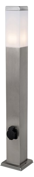 Vonkajšia lampa oceľ 80 cm so zásuvkou IP44 - Malios
