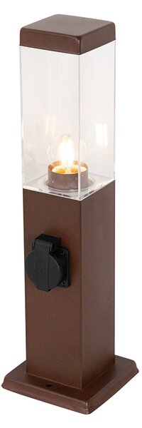 Vonkajšia lampa hrdzavohnedá 45 cm so zásuvkou IP44 - Malios