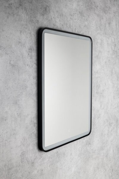 Aqualine Aqualine, SWIDA zrkadlo s LED osvetlením 60x80cm, dotykový senzor, stmievateľné, čierna matná, SW060