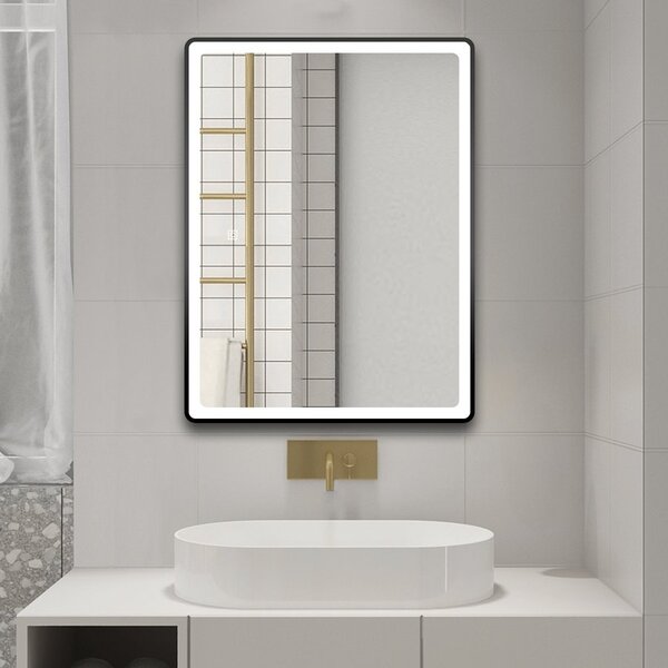 Aqualine Aqualine, SWIDA zrkadlo s LED osvetlením 60x80cm, dotykový senzor, stmievateľné, čierna matná, SW060