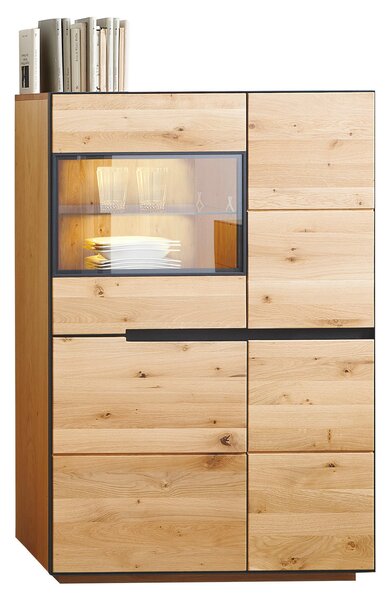 VYSOKÁ KOMODA, dub, antracitová, farba duba, 89/136/38 cm Linea Natura - Komody