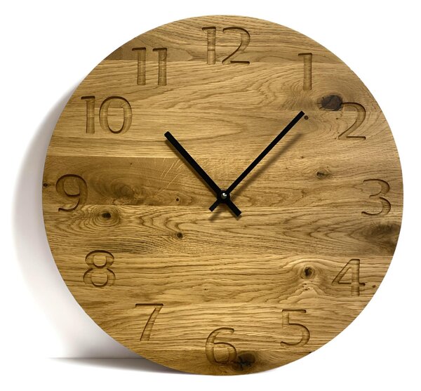 Karlsdesign.sk - Nástenné hodiny z dubového dreva - SLIM - 30cm , Biela , Bez gravírovania