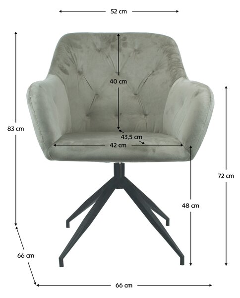 KONDELA Otočná stolička, sivohnedá Taupe Velvet látka/čierna, VELEZA NEW