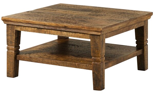 RODEZ Konferenčný stolík mango 85x85x45 tmavohnedý olejovaný