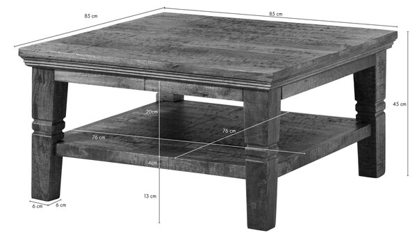 RODEZ Konferenčný stolík mango 85x85x45 tmavohnedý olejovaný
