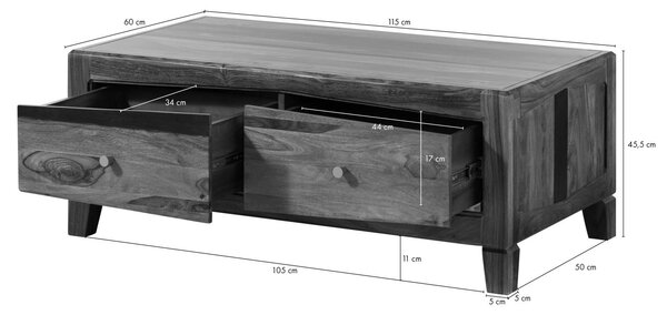 ANCONA Konferenčný stolík Palisandr 115x60x45 tmavo hnedý lakovaný