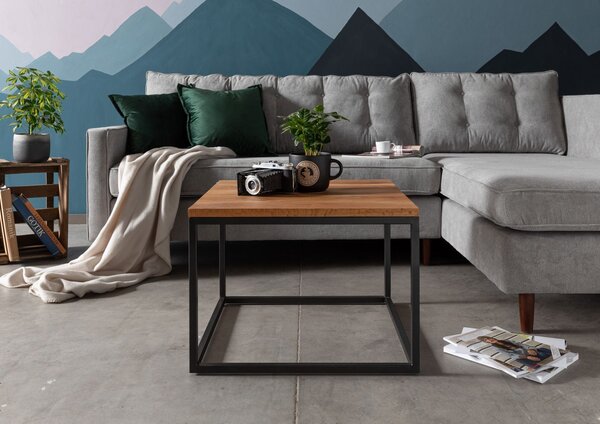 LOUNGE Konferenčný stolík divoký dub, 60x60x43, prírodný olejovaný
