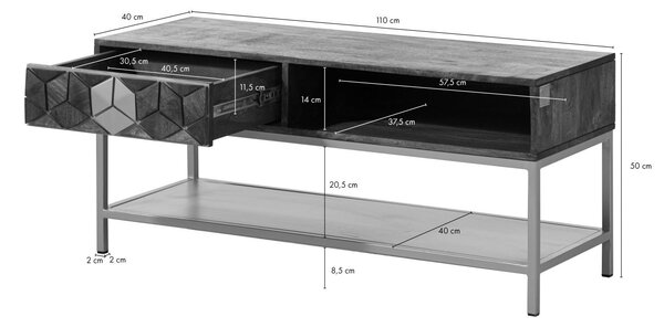 DIAMOND Konferenčný stolík mango 110x40x50 hnedý olejovaný