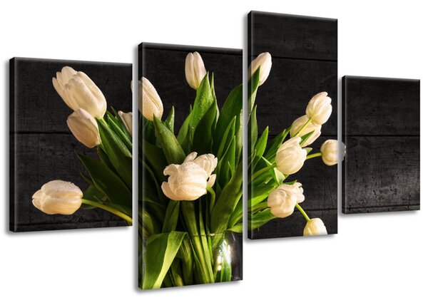 Gario 4 dielny obraz na plátne Krémové tulipány Veľkosť: 120 x 70 cm