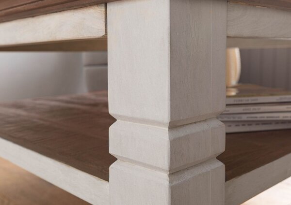 TOULOUSE Konferenčný stolík mango 85x85x45 biely lakovaný