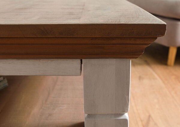 TOULOUSE Konferenčný stolík mango 85x85x45 biely lakovaný
