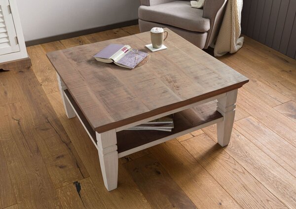TOULOUSE Konferenčný stolík mango 85x85x45 biely lakovaný