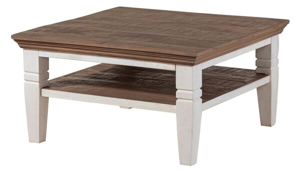 TOULOUSE Konferenčný stolík mango 85x85x45 biely lakovaný