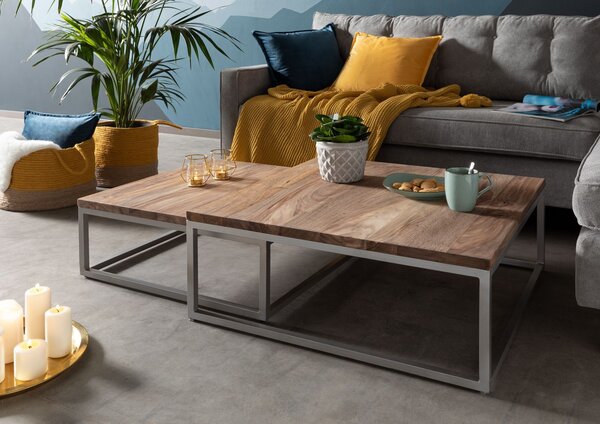 LOUNGE Konferenčný stolík dvojset palisander hnedý olejovaný