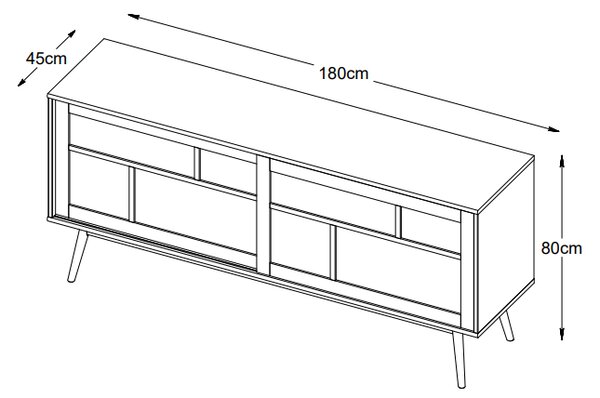 Dizajnová komoda Tallys 180 cm dymový dub