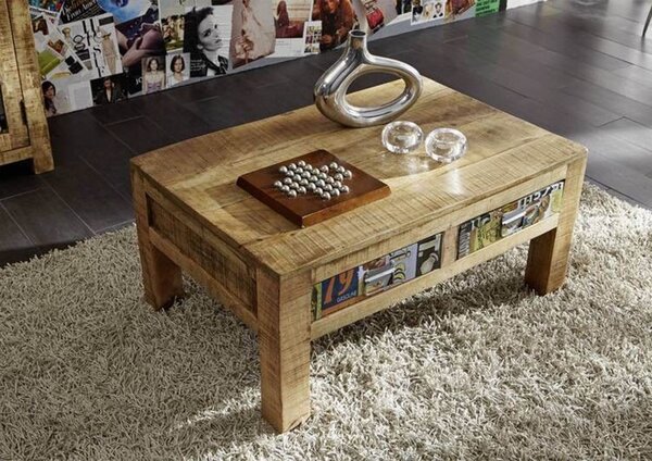 LOUNGE Konferenčný stolík mango 90x60x40 viacfarebný lakovaný
