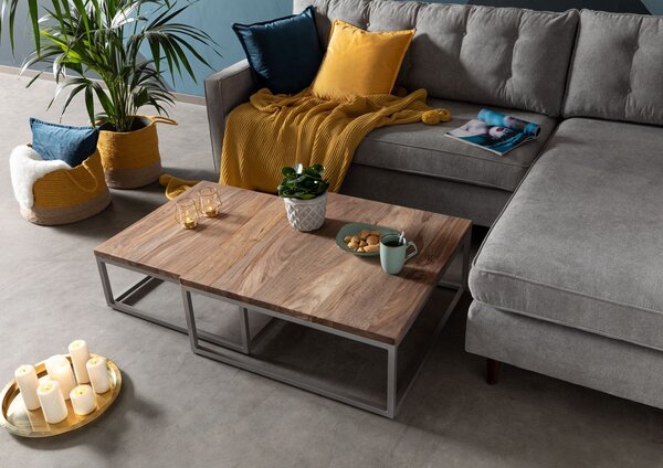 LOUNGE Konferenčný stolík dvojset palisander hnedý olejovaný