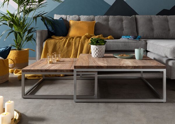 LOUNGE Konferenčný stolík dvojset palisander hnedý olejovaný
