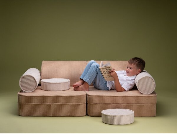 Svetlohnedá menčestrová detská pohovka 132 cm Settee – Wigiwama