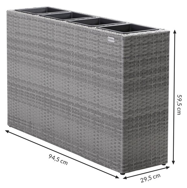 Kvetináč 95x27x60cm sivý - 4 nádoby