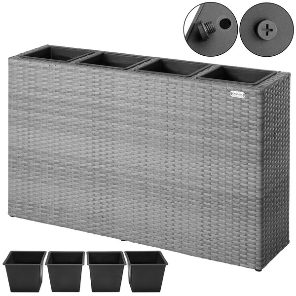 Kvetináč 95x27x60cm sivý - 4 nádoby