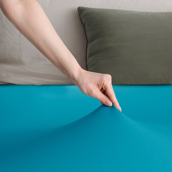 Modrá napínacia plachta jersey 90x200 cm Amber – Restilo