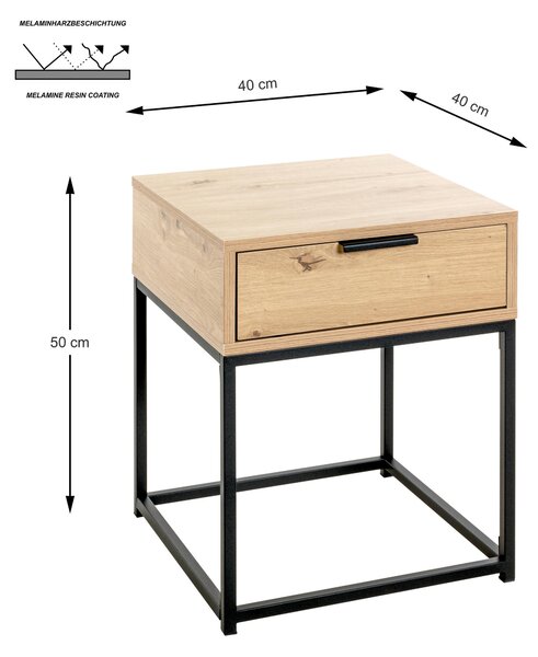 NOČNÝ STOLÍK, čierna, farba duba, 40/50/40 cm - Predsieňové programy, Online Only