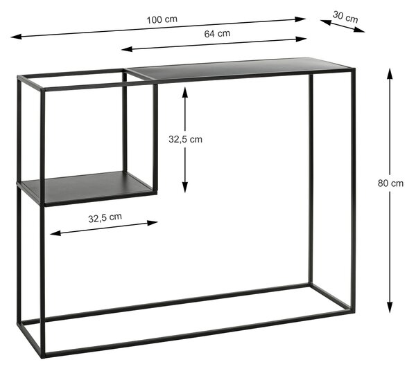 KONZOLOVÝ STOLÍK, čierna, kov, 100/30/80 cm - Online Only obývacie izby, Online Only