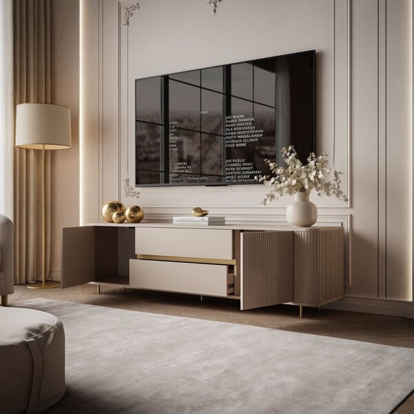 TV STOLÍK PORTOFINO GOLD BÉŽOVÝ 180 cm